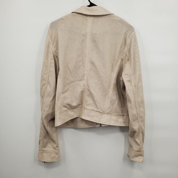 Blank NYC Imelda Cream Perforated Vegan Leather Moto Jacket Women Size XL NWT - Picture 6 of 11
